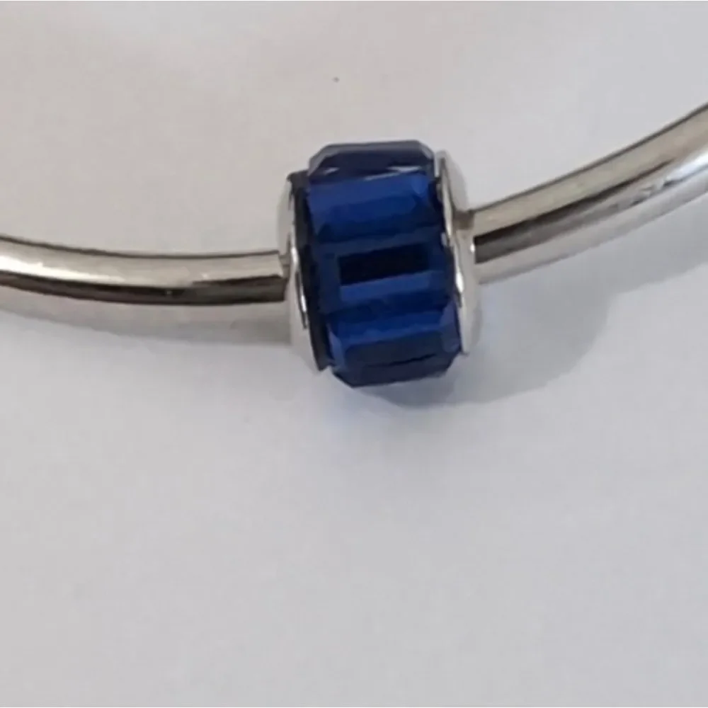 Silver Dark Blue Crystals‎ Charm for Pandora Style Bracelet